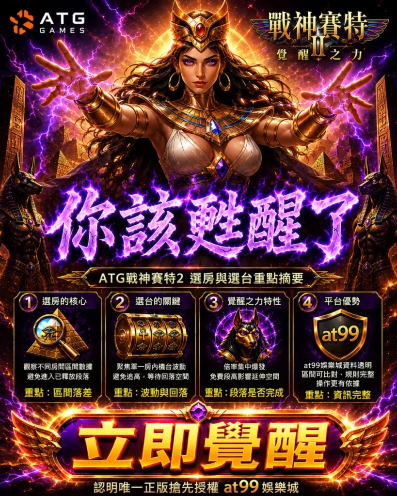 ATG戰神賽特2覺醒之力攻略宣傳圖，整理選房與選台重點摘要
