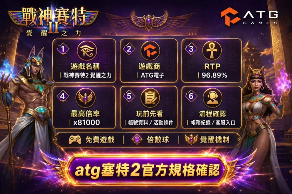 ATG戰神賽特2官方規格，出金前必看重點整理